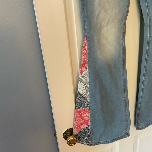 Driftwood Farrah Flare Jeans Bandana Insert Size 28 Boho Festival Western Rodeo - Picture 3 of 8